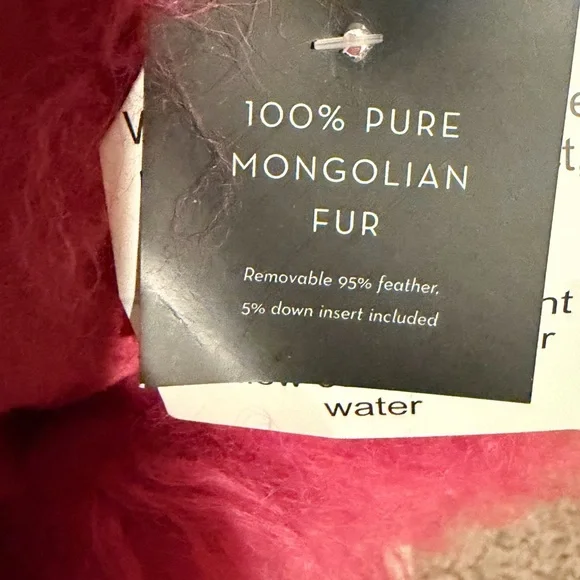 Z Gallerie Mongolian fur Fuchsia Fluffy round Accent Pillows - Picture 4 of 7